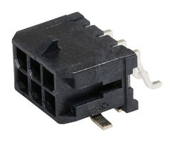43045-0611 - Pin Header, Power, 3 mm, 2 Rows, 6 Contacts, Surface Mount Right Angle, Micro-Fit 3.0 43045 - MOLEX
