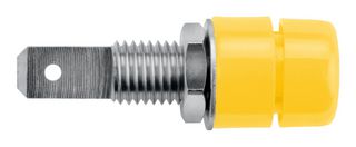 IBU 5568 NI / GE - Banana Test Connector, Jack, Panel Mount, 32 A, 70 VDC, Nickel Plated Contacts, Yellow - SCHUTZINGER