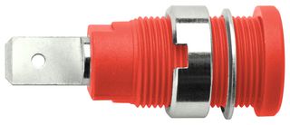 SEB 6452 NI / RT - Banana Test Connector, Jack, Panel Mount, 32 A, 1 kV, Nickel Plated Contacts, Red - SCHUTZINGER