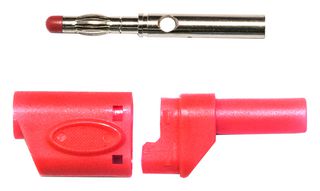 BU-3110410-2 - Banana Test Connector, Plug, Cable Mount, 45 A, 600 V, Nickel Plated Contacts, Red - MUELLER ELECTRIC