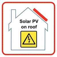 MP001630 - Label, Self Adhesive, 100 mm, 100 mm, Vinyl, Solar PV on roof - MULTICOMP PRO