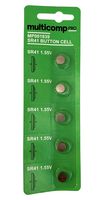MP001839 - Battery, 1.5 V, SR41, Silver Oxide, 43 mAh, Pressure Contact, 7.83 mm - MULTICOMP PRO