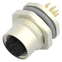 T4141012121-000 - Sensor Connector, M12, Female, 12 Positions, PCB Socket, Straight Panel Mount - TE CONNECTIVITY