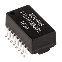 PT61018PEL - Ethernet & LAN Transformer, 10/100 Base-T, 1 Port, 1CT:1CT, 350 µH, 1.5 kV, Surface Mount - BOURNS