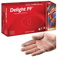 38227 - Delight PF Premium Clear Powder Free Vinyl Gloves - Medium 100 Pack - AURELIA