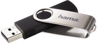 90891 - Rotate USB 2.0 Flash Drive, 8GB 10 MB/s, Black/Silver - HAMA