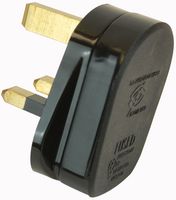 9248 BLK 3A - Power Entry Connector, UK Mains Plug, 13 A, Black, Nylon (Polyamide) Body, 240 V - PRO ELEC