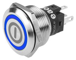 82-6151.1123.B001 - Vandal Resistant Switch, Engraved, On / Off, 82, 22 mm, SPDT, Momentary, Round Flush - EAO