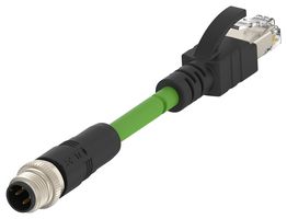 TCD14741111-004 - Sensor Cable, D-Code, M12 Plug, RJ45 Plug, 4 Positions, 3 m, 9.8 ft - TE CONNECTIVITY