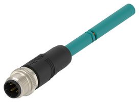 TAD1413A201-002 - Sensor Cable, D-Code, M12 Plug, Free End, 4 Positions, 1 m, 3.3 ft - TE CONNECTIVITY