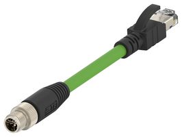 TCX38721112-005 - Sensor Cable, X-Code, M12 Plug, RJ45 Plug, 8 Positions, 5 m, 16.4 ft - TE CONNECTIVITY