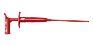 BU-20433-2 - Test Accessory, Red, 1 A, Right Angle Insulated Long Wire Plunger Hook Clip - MUELLER ELECTRIC