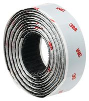 SJ352B, BLACK, 1.25M X 25MM - Tape, Hook & Loop, SJ352B Series, 1.25m Roll Length, 25mm Tape Width, Black - 3M