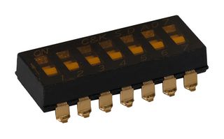 SDA06H0SBR - DIP / SIP Switch, 6 Circuits, Flush Slide, Surface Mount, SPST, 5 V, 100 mA - C&K COMPONENTS