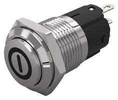 82-4161.2000.B001 - Vandal Resistant Switch, On/Off, 82 Series, 16 mm, SPDT, Maintained, Round Raised Flat Flush - EAO