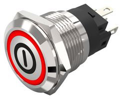 82-5151.1114.B001 - Vandal Resistant Switch, On/Off, 82 Series, 19 mm, SPDT, Momentary, Round Flat Flush, Natural - EAO