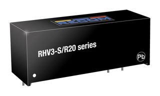 RHV3-2412S/R20 - Isolated Through Hole DC/DC Converter, ITE & Laboratory Equipment, 1:1, 3 W, 1 Output, 12 V - RECOM POWER