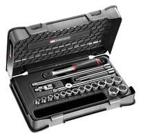 J.161-3P6 - Socket Set, 15 x 3/8" Metric, 6 Point, J.H 7 Sockets, 1 x Locking Ratchet, 2 x Extensions - FACOM