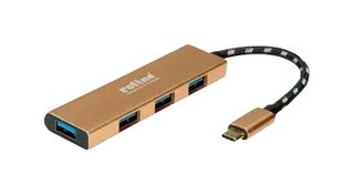 14.02.5049 - Hub, 4 Port, USB 3.2, Type C Connection Cable, 5 Gbps, Golden Aluminium Case - ROLINE