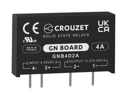 GNB4D2A - Solid State Relay, 4 A, 275 VAC, Through Hole, PC Pin, Zero Crossing - CROUZET