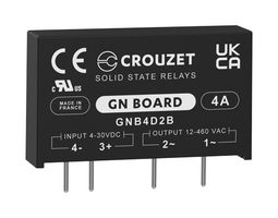 GNB4D2B - Solid State Relay, 4 A, 460 VAC, Through Hole, PC Pin, Zero Crossing - CROUZET