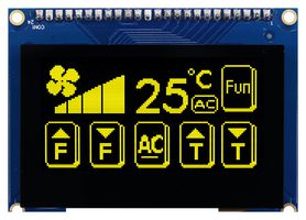 MDOB128064T1D-YPC - Graphic OLED, 128 x 64, Yellow on Black, 3V, Parallel, 75mm x 52.7mm, -40 °C - MIDAS