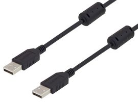 U2A00001-1M - USB Cable, Type A Plug to Type A Plug, 1 m, 3.3 ft, USB 2.0, Black - L-COM