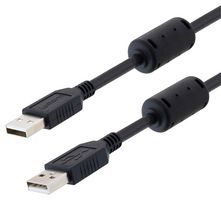 U2A00015-03M - USB Cable, Type A Plug to Type A Plug, 300 mm, 11.8 ", USB 2.0, Black - L-COM