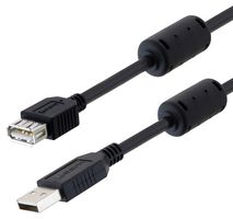 U2A00017-1M - USB Cable, Type A Plug to Type A Receptacle, 1 m, 3.3 ft, USB 2.0, Black - L-COM