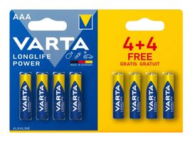 04903121448 - Battery, 1.5 V, AAA, Alkaline, Raised Positive and Flat Negative, 10.5 mm - VARTA