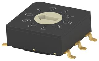 MRSSV1DG10SMGWTR - Rotary Coded Switch, Vertical, MRSS Series, Surface Mount, 10 Position, 20 V, BCD Gray, 20 mA - ALCOSWITCH - TE CONNECTIVITY