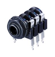 NYS218 - Phone Audio Connector, Stereo, 6.35mm, R/A, 3 Contacts, Jack, PCB Mount, Tin Plated Contacts - REAN