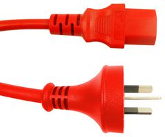 MP-BAC2621 - Mains Power Cord, Mains Plug, Australia to IEC 60320 C13, 500 mm, 10 A, 250 VAC, Red - MULTICOMP PRO