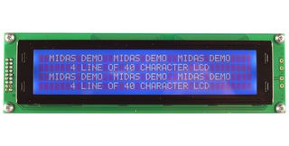 MC44005A6W-BNMLWS-V2 - Alphanumeric LCD, 40 x 4, White on Blue, 5V, SPI, English, Japanese, Transmissive - MIDAS