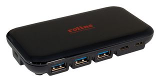 14.02.5055 - USB Hub, 7 Port, USB 3.2 Gen 2, USB Type C Female to USB 3 Type A Female, ABS Case, Black - ROLINE