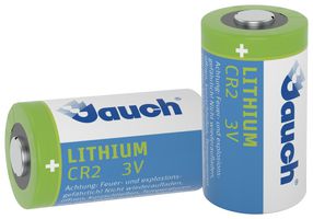 CR2 - Battery, 3 V, CR2, Lithium Manganese Dioxide, 850 mAh, Raised Positive and Flat Negative, 15.2 mm - JAUCH
