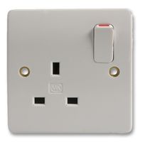 K2757WHI - Socket Outlet Moulded Wall Plate, Logic Plus, 1 Gang, 13A Switched, White - HONEYWELL