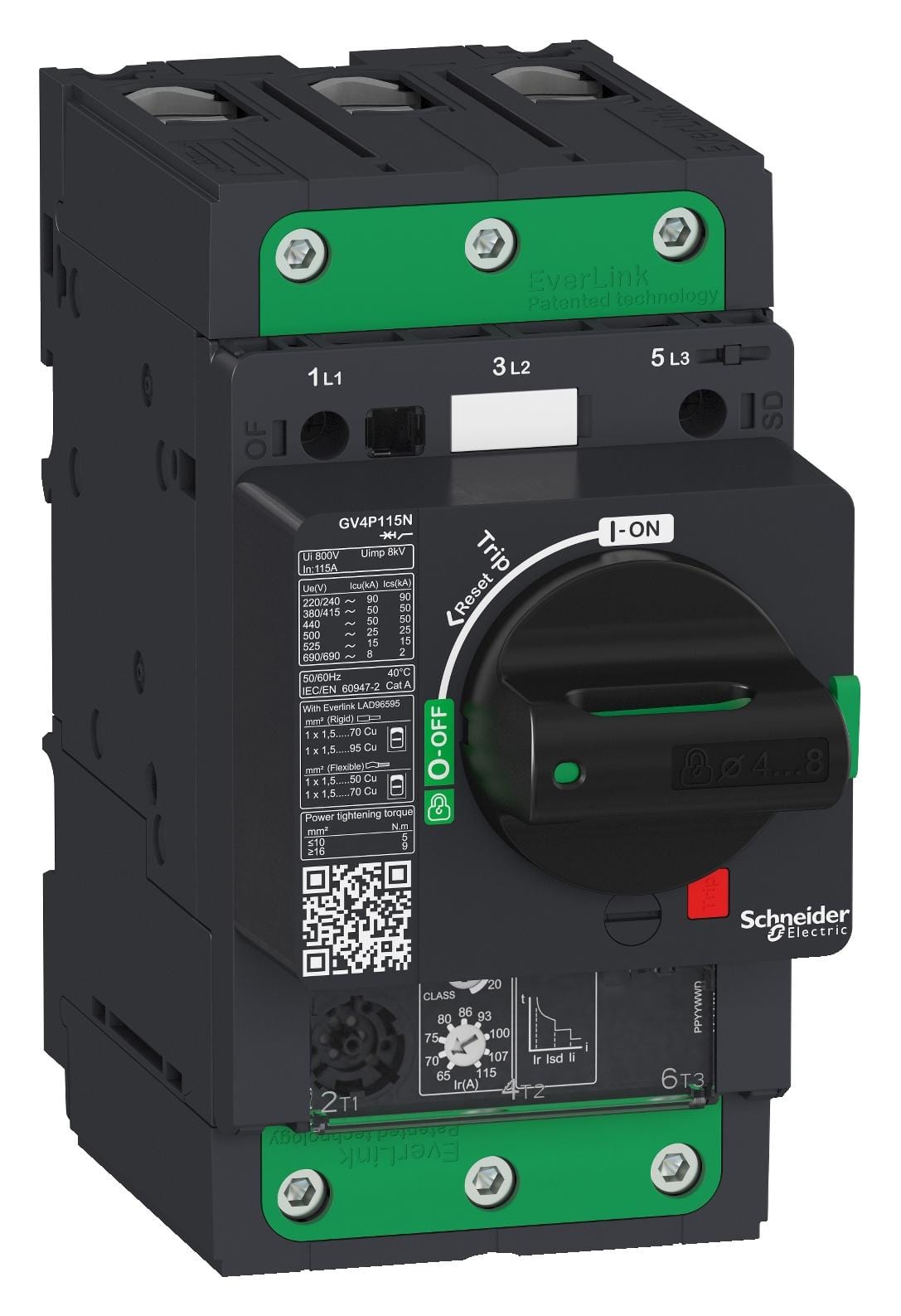 SCHNEIDER ELECTRIC Thermal Magnetic GV4P115S GV4P T/M 115A 100KA ELINK SCHNEIDER ELECTRIC 3405403 GV4P115S