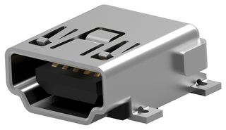 1734327-2 Mini USB Conn, 2.0 Type A, R/A Rcpt, 5P Amp - Te Connectivity