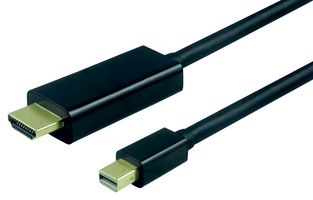 11.04.5796 Cable, HDMI Plug-Mini DP Plug, 2m, Black ROLINE