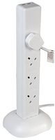 PEL00130 Extension Tower 8 Gang With 2 USB WHT 1m Pro Elec