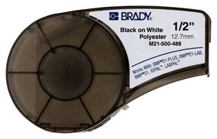 M21-500-488 Label, Polyester, WHT, 12.7mm, 6.4m Brady