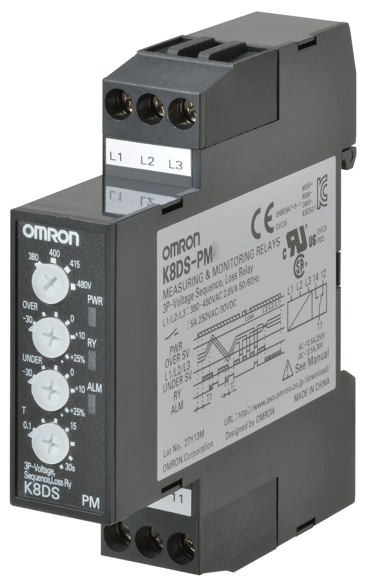 OMRON Voltage Sensing K8DS-PM2 VOLTAGE SENSING RELAYS OMRON 3440425 K8DS-PM2