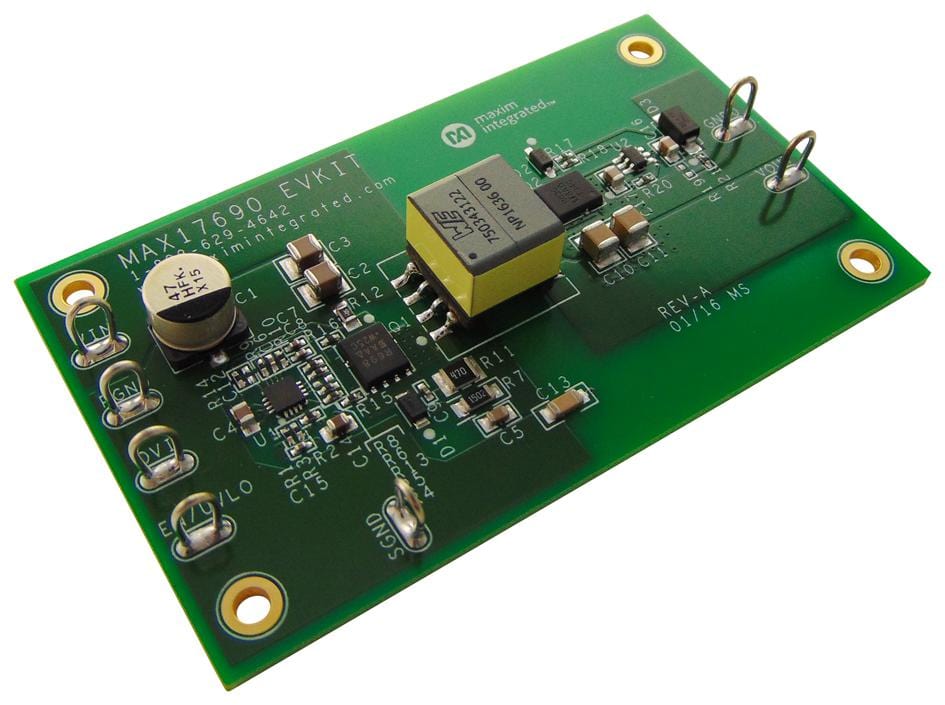 MAXIM INTEGRATED / ANALOG DEVICES Power Management - DC / DC MAX17690EVKITA# EVAL BOARD, FLYBACK CTRL/SYNC RECTIFIER MAXIM INTEGRATED / ANALOG DEVICES 2627520 MAX17690EVKITA#