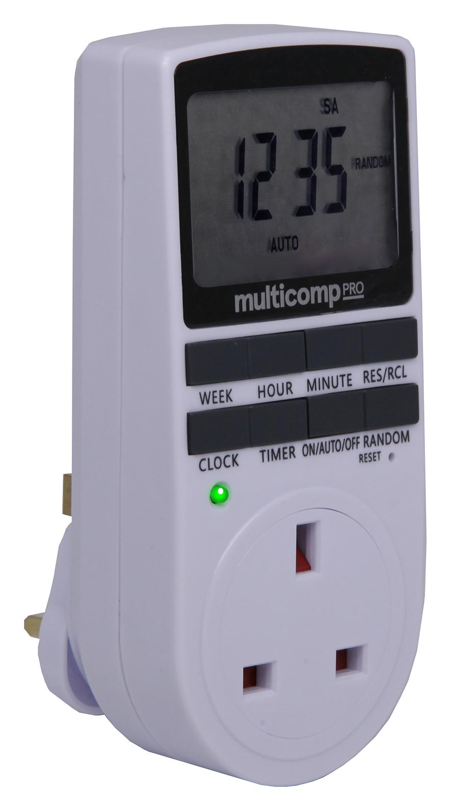MULTICOMP PRO Digital Timers MP001189 DIGITAL TIMER SW SOCKET, 13A, 230VAC, UK MULTICOMP PRO 3262175 MP001189