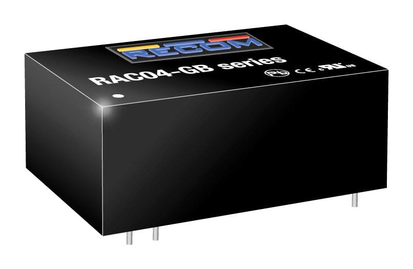 RECOM POWER PCB Mount - Single Ouput RAC04-05SGB POWER SUPPLY, AC-DC, 5V, 0.8A RECOM POWER 3255628 RAC04-05SGB