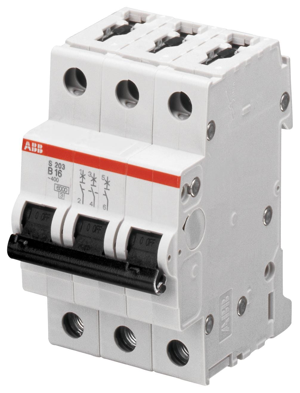ABB Thermal Magnetic S203M-D6 CIRCUIT BREAKER, THERMAL MAG, 3 POLE ABB 2501402 S203M-D6