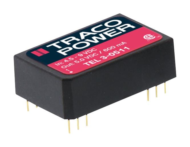 TRACO POWER Isolated Board Mount TEL 3-0523 CONVERTER, DC/DC, 3W, +/-15V TRACO POWER 1204954 TEL 3-0523