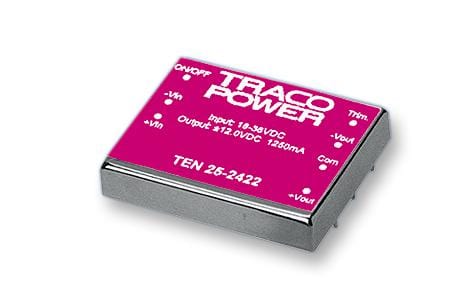 TRACO POWER Isolated Board Mount TEN 25-2422 CONVERTER, DC/DC, 25W, +/-12V TRACO POWER 1204995 TEN 25-2422