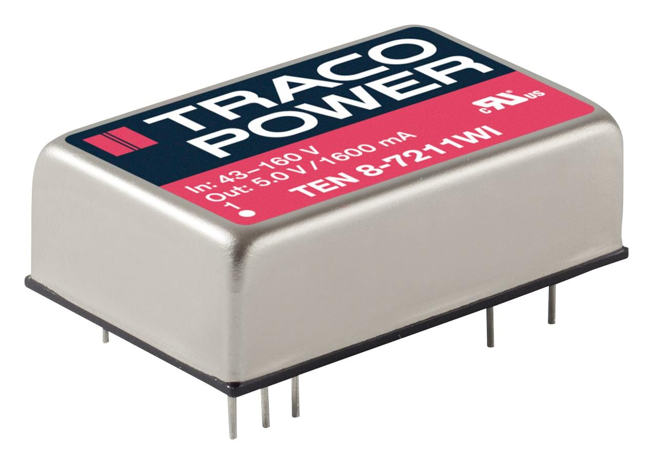 TRACO POWER Isolated Board Mount TEN 8-4813WI DC DC, WIDE IP, 8W, 15V, 0.53A TRACO POWER 1772197 TEN 8-4813WI